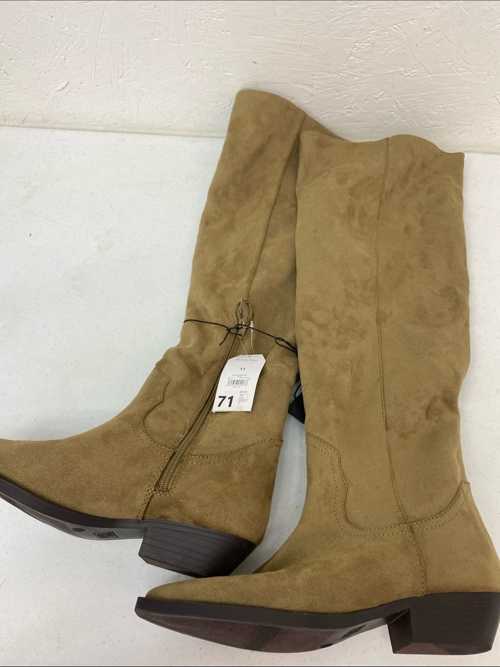 Tall Women's Suede Riding Boots in Tan